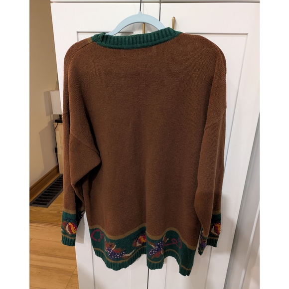 Chaus Sport Vintage Green and Brown Cottagecore Sweater - Picture 2 of 6